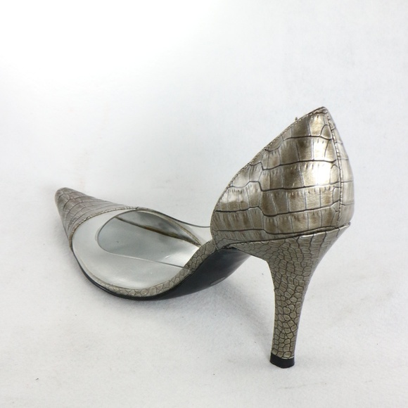 BISOU BISOU Croc Print Patent Clear Panel Heels - Picture 4 of 7